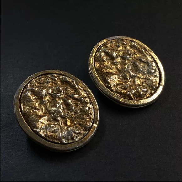 Yves Saint Laurent Oval Gold Tone Earrings - Picture 6 of 8